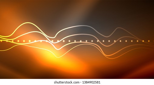 Líneas de neón fondo brillante, plantilla de tecnología vector futurista