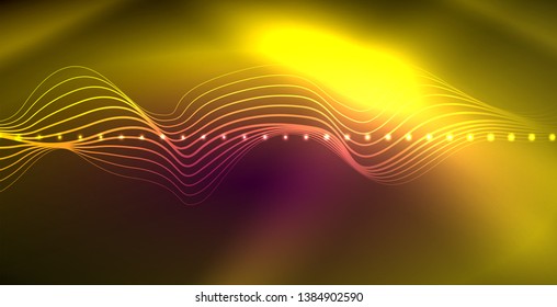 Líneas de neón fondo brillante, plantilla de tecnología vector futurista