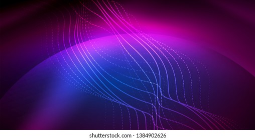 Líneas de neón fondo brillante, plantilla de tecnología vector futurista