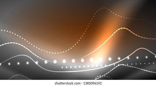 Líneas de neón fondo brillante, plantilla de tecnología vector futurista