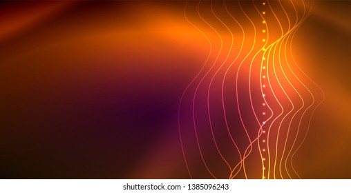 Líneas de neón fondo brillante, plantilla de tecnología vector futurista
