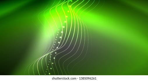 Neon lines shiny glowing background, vector futuristic techno template