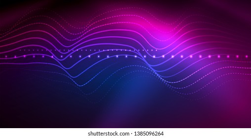 Neon lines shiny glowing background, vector futuristic techno template