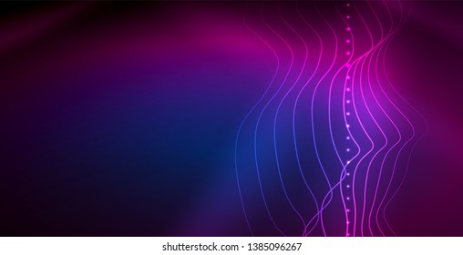 Líneas de neón fondo brillante, plantilla de tecnología vector futurista
