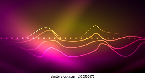 Neon lines shiny glowing background, vector futuristic techno template