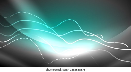 Neon lines shiny glowing background, vector futuristic techno template