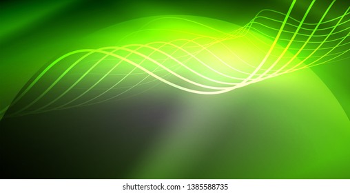 Neon lines shiny glowing background, vector futuristic techno template