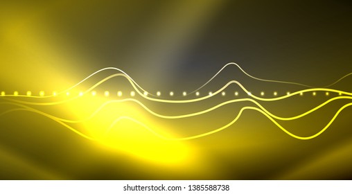 Neon lines shiny glowing background, vector futuristic techno template