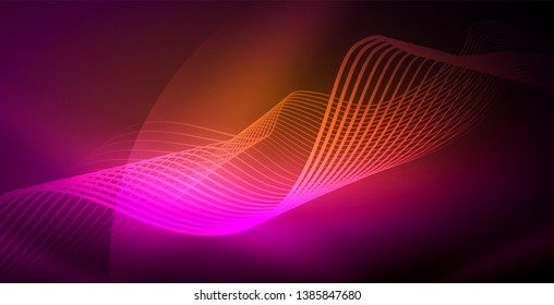 Neonlinien, glänzender Hintergrund, Vektorfuturistische Techno-Vorlage