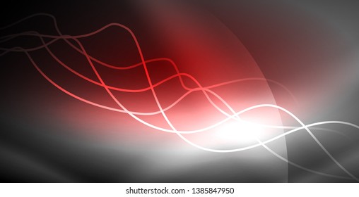 Neon lines shiny glowing background, vector futuristic techno template