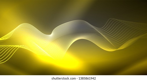 Neon lines shiny glowing background, vector futuristic techno template