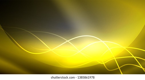 Neon lines shiny glowing background, vector futuristic techno template
