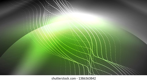 Neon lines shiny glowing background, vector futuristic techno template
