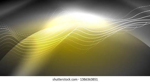 Neon lines shiny glowing background, vector futuristic techno template