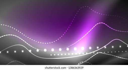 Líneas de neón fondo brillante, plantilla de tecnología vector futurista