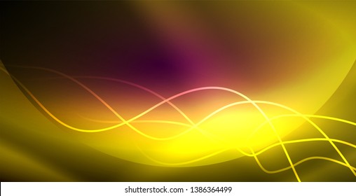 Neon lines shiny glowing background, vector futuristic techno template