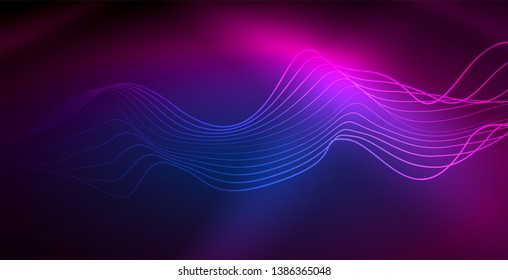 Neonlinien, glänzender Hintergrund, Vektorfuturistische Techno-Vorlage