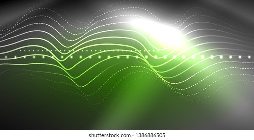Neon lines shiny glowing background, vector futuristic techno template