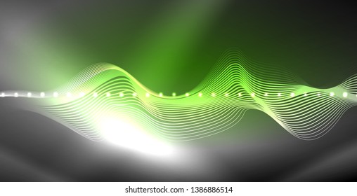 Neon lines shiny glowing background, vector futuristic techno template