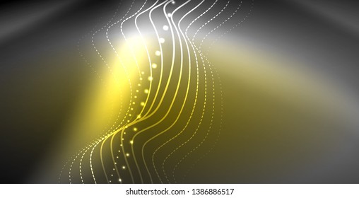 Neon lines shiny glowing background, vector futuristic techno template