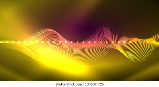 Líneas de neón fondo brillante, plantilla de tecnología vector futurista