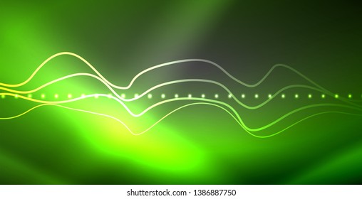 Neon lines shiny glowing background, vector futuristic techno template