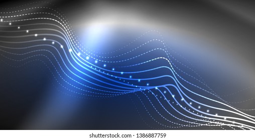 Líneas de neón fondo brillante, plantilla de tecnología vector futurista