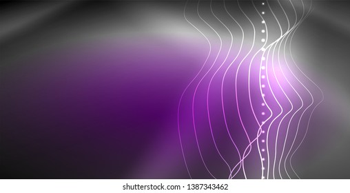 Neon lines shiny glowing background, vector futuristic techno template