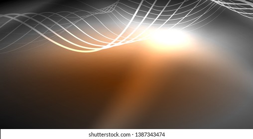Neon lines shiny glowing background, vector futuristic techno template