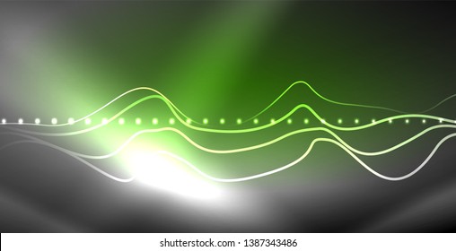 Neonlinien, glänzender Hintergrund, Vektorfuturistische Techno-Vorlage
