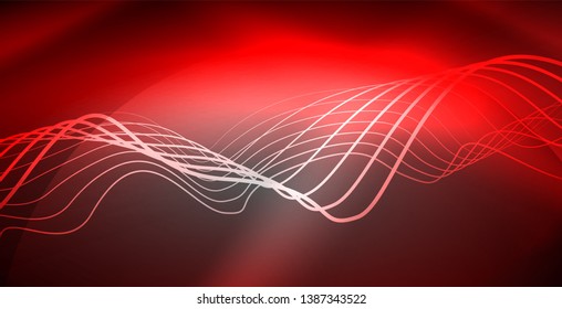 Líneas de neón fondo brillante, plantilla de tecnología vector futurista