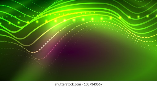 Líneas de neón fondo brillante, plantilla de tecnología vector futurista
