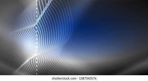 Linhas de néon brilhante fundo brilhante, vetor futurista techno template