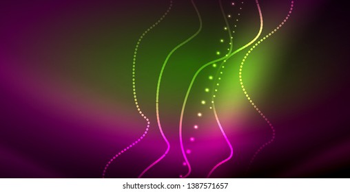 Neon lines shiny glowing background, vector futuristic techno template