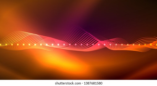 Neon lines shiny glowing background, vector futuristic techno template