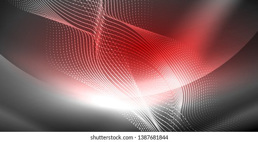 Líneas de neón fondo brillante, plantilla de tecnología vector futurista