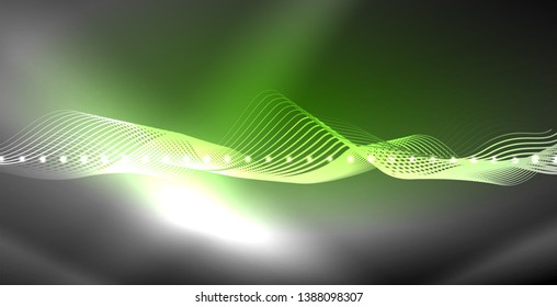 Neon lines shiny glowing background, vector futuristic techno template