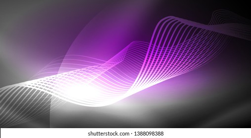 Líneas de neón fondo brillante, plantilla de tecnología vector futurista