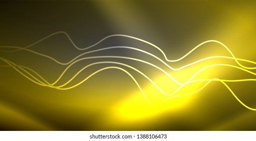Neon lines shiny glowing background, vector futuristic techno template