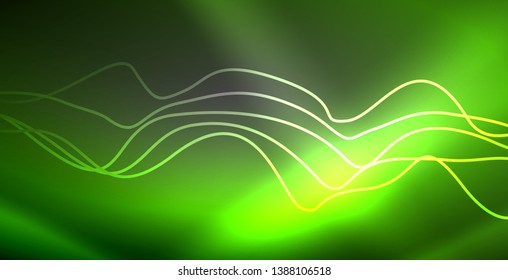 Líneas de neón fondo brillante, plantilla de tecnología vector futurista