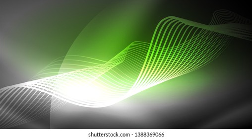 Neon lines shiny glowing background, vector futuristic techno template