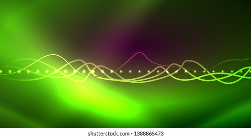 Líneas de neón fondo brillante, plantilla de tecnología vector futurista