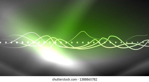 Neon lines shiny glowing background, vector futuristic techno template
