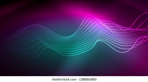 Líneas de neón fondo brillante, plantilla de tecnología vector futurista