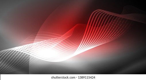 Neon lines shiny glowing background, vector futuristic techno template