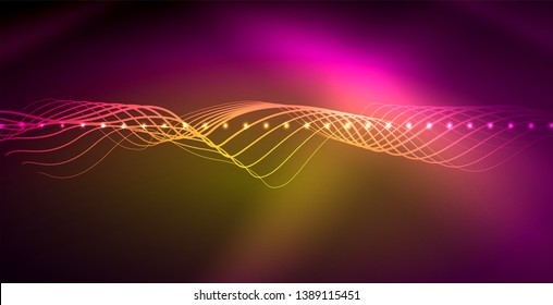 Líneas de neón fondo brillante, plantilla de tecnología vector futurista