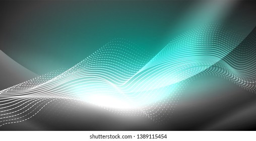 Neon lines shiny glowing background, vector futuristic techno template