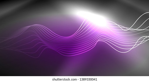Neon lines shiny glowing background, vector futuristic techno template