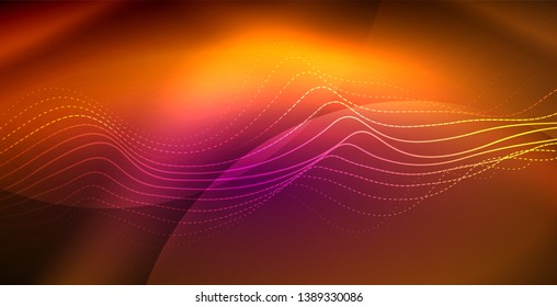 Líneas de neón fondo brillante, plantilla de tecnología vector futurista