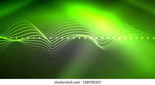 Neon lines shiny glowing background, vector futuristic techno template